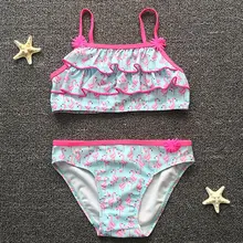 Купальник для девочки, Детский бикини с фламинго для маленьких девочек, детский купальный костюм из двух предметов, купальный костюм для маленьких девочек 2-8 лет