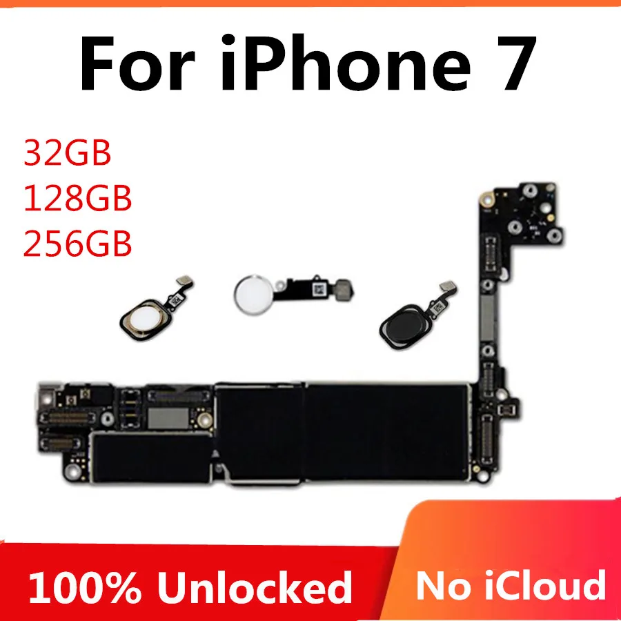 

32GB 128GB 256GB For iPhone 7 Motherboard Original Unlocked For iPhone 7 Logic Board With Touch ID/Without Touch ID Mainboard