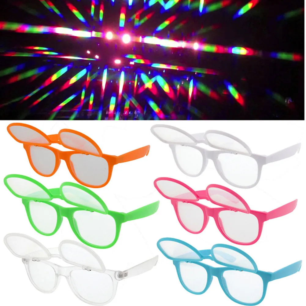 1pcs Clip On/Double 13500 Lines/Spirals Fireworks Rainbow Glasses,3D Clip-on/Flip UP Ultimate Prism Diffraction Gratings Glasses