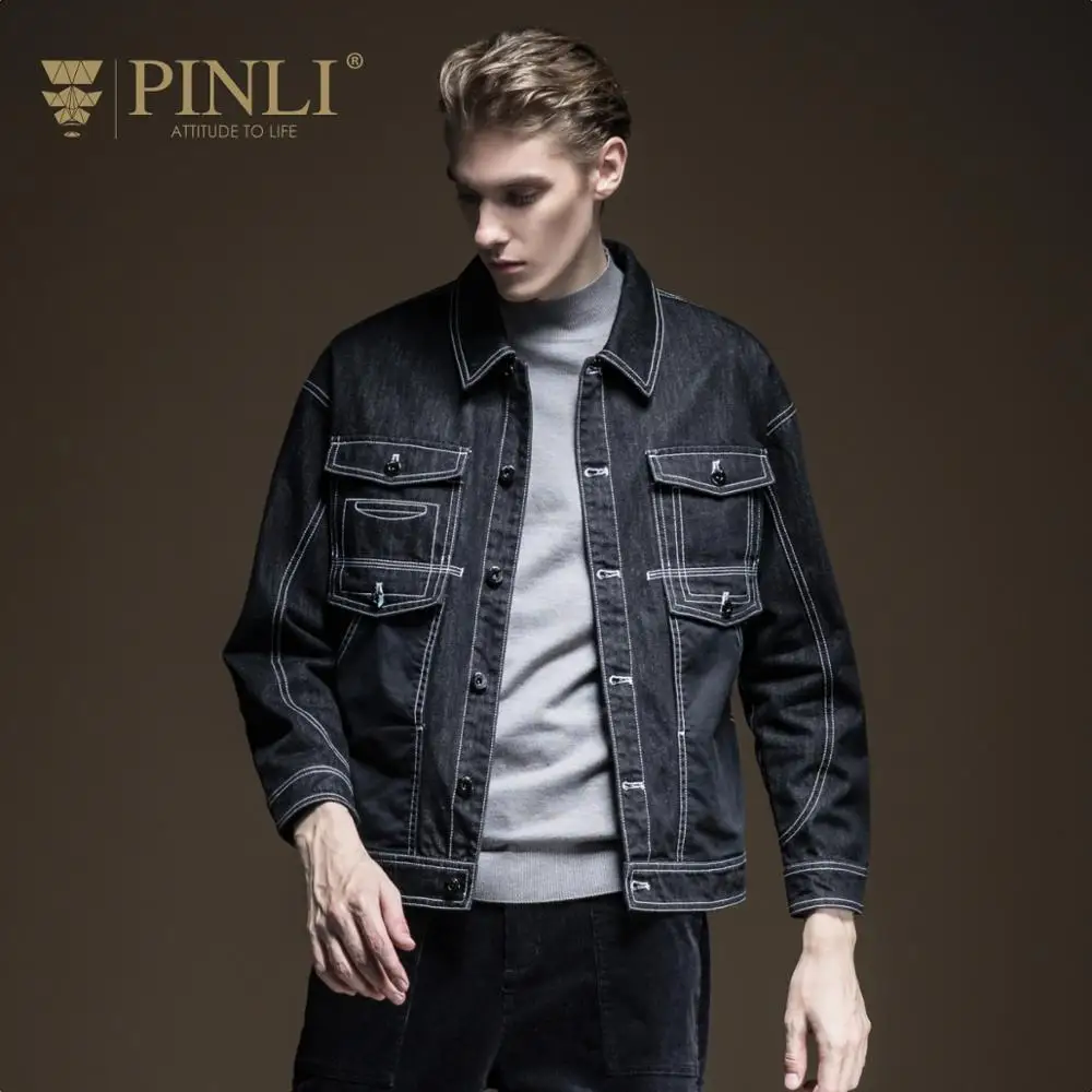 Militar, настоящий стандартный, без куртки, Pinli, осень, Новое мужское украшение, чистый цвет, инструмент, с отложным воротником, джинсовая куртка, B193104102