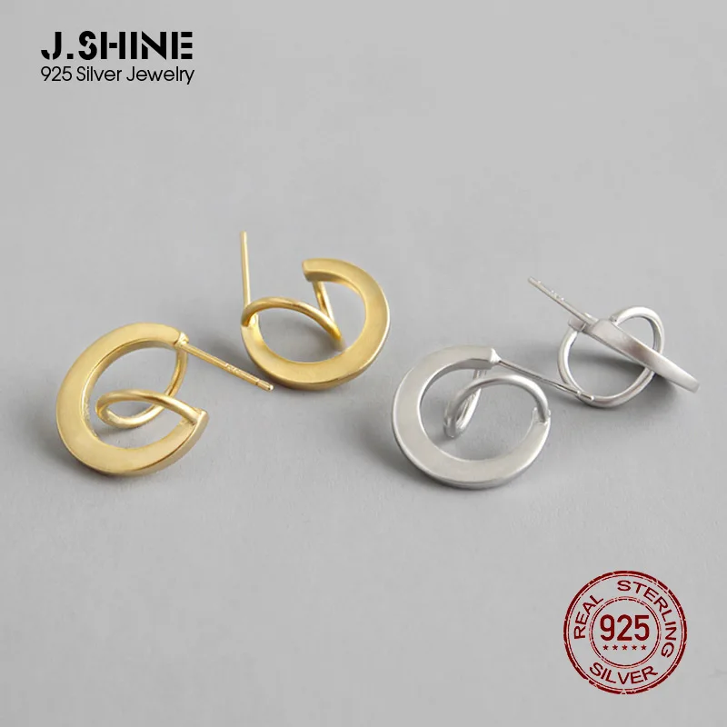 JShine в Корейском стиле женские 925 пробы Серебряные серьги матовый геометрический