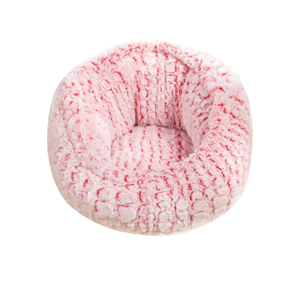 pink-Adjustable tray Pet Осень Зима теплые спящие Коты Сумка волнистый узор кошки помет круглые гнезда Конура, будка для собаки DC120 - Цвет: pink-Adjustable tray