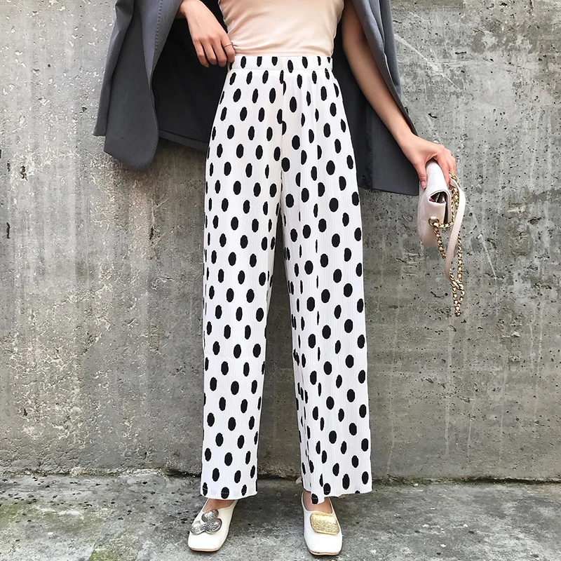 Широкие брюки с принтом Брюки-Капри высокой талией Pantalones Mujer Cintura Alta Elegantes Spodnie
