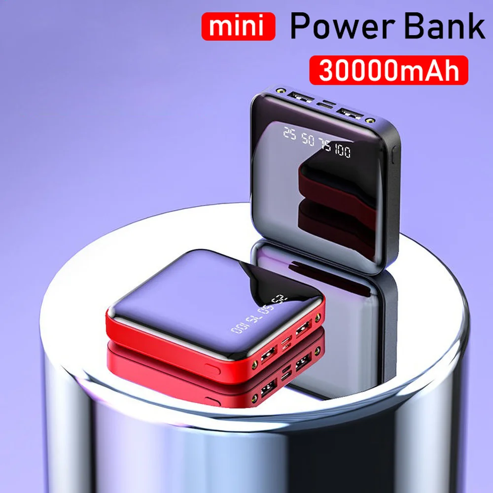 30000 мАч mi ni power Bank портативное зарядное устройство bank светодиодный дисплей для iPhone