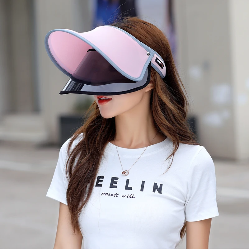 Visiera parasole estiva da donna cappello a tesa larga cappello da spiaggia  protezione UV regolabile cappello femminile protezione da sole a doppio  strato imballabile - AliExpress Apparel Accessories
