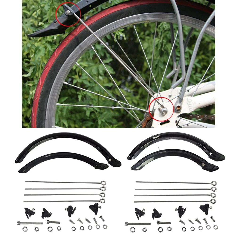 Durable Folding Bike Mud Guard 14'' 20'' Wheel Bicycle V-Brake Mudguard Set Bicycle Fenders Bicycle Parts