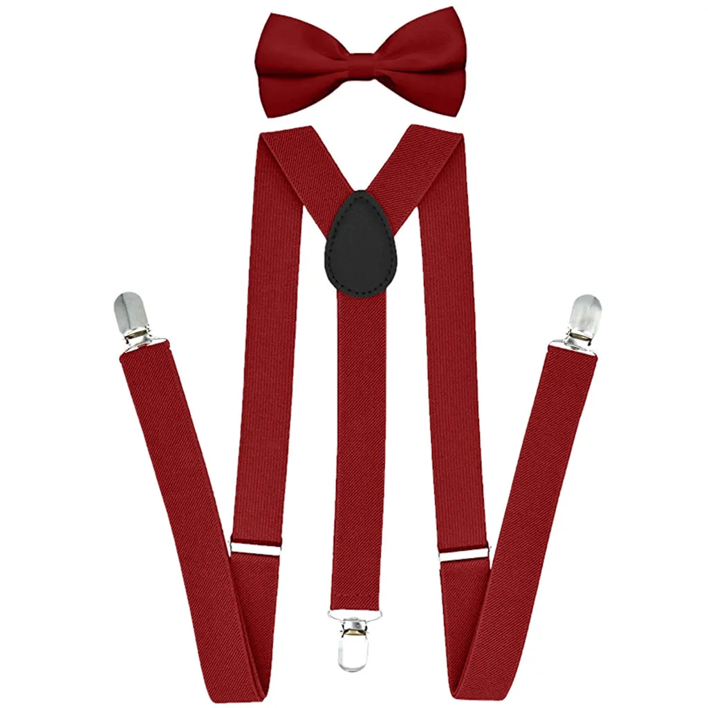 Подтяжки для мужчин с бабочкой комплект для мальчиков и женщин взрослых Регулируемый эластичный галстук-бабочка для женщин#0