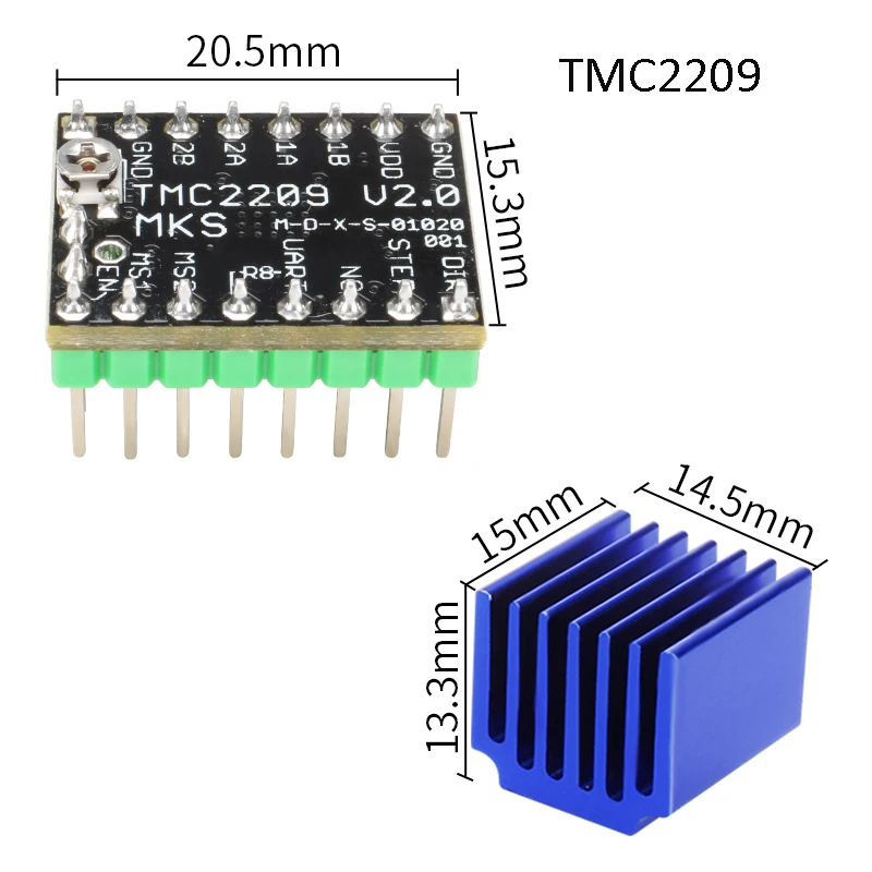 Драйвер шагового двигателя MKS TMC2208 V1.2 TMC2209 TMC2130 V1.0 бесшумная Бесшумная защита для