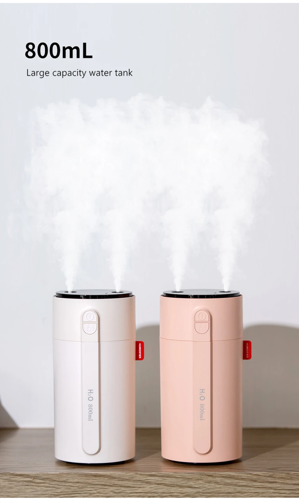 800ml Wireless Aromatherapy Diffuser Humidifier 2000mAh Battery Rechargeable Essential Oil Diffuser Air Humidifier For Home Car