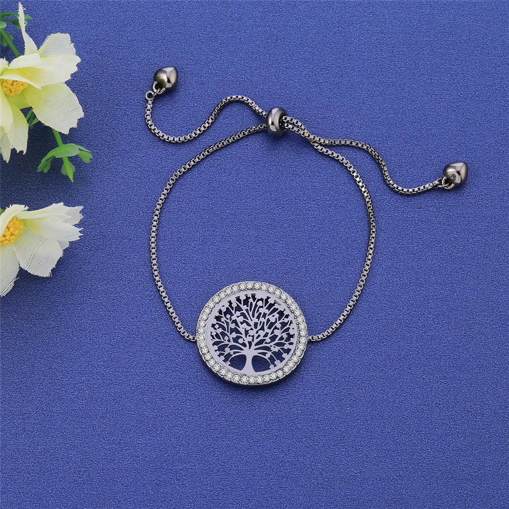 Новые браслеты pulseira mujer moda прозрачные Кристальные золотые браслеты для женщин Дерево жизни регулируемый браслет украшение подарок