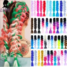 LUPU Омбре косички волос Джамбо косички красочные синтетические волосы для наращивания розовый фиолетовый красный блонд африканские крючком косички волос