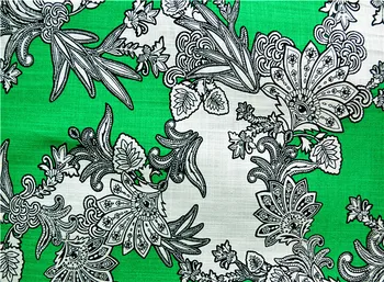 

Beautiful green green black white classic digital print natural linen shirt skirt/1m