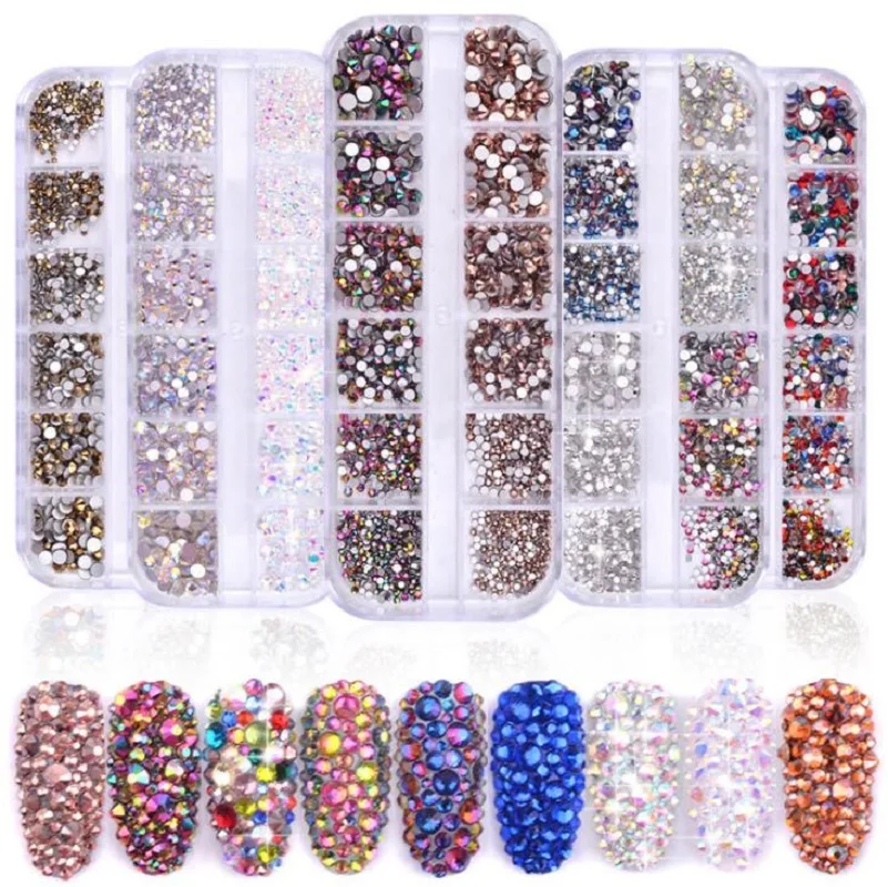 1 коробка, красочные бриллианты, дизайн, 3D дизайн ногтей, украшения, амулеты, ногти, блеск, принадлежности для ногтей, инструменты, ювелирный набор