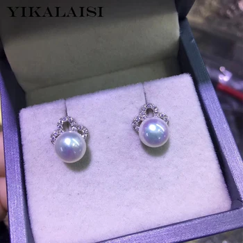 

YIKALAISI 925 Sterling Silver Jewelry Pearl Earrings 2019 Fine Natural Pearl jewelry 7-8mm stud Earrings For Women wholes