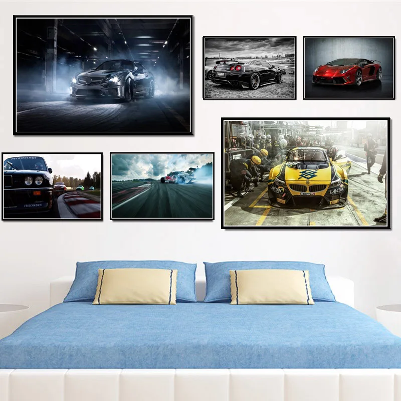 Ford Mustang M3 E30 гоночный спортивный автомобиль мышечный плакат настенное искусство