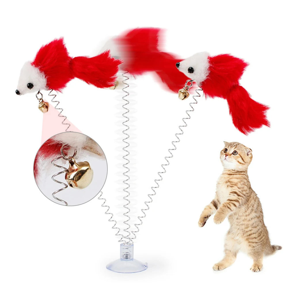 CAT Interactive Toy Plastic CAT Toys Feather Funny CAT Mice False Mouse Pet Products Bottom Sucker Elastic Pet Products#1