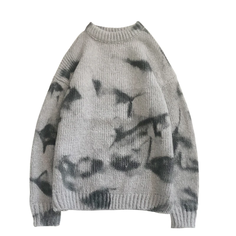 Men's sweater autumn and winter new loose couple tie dyed thick student sweater shirt youth fashion v trend men's clothing