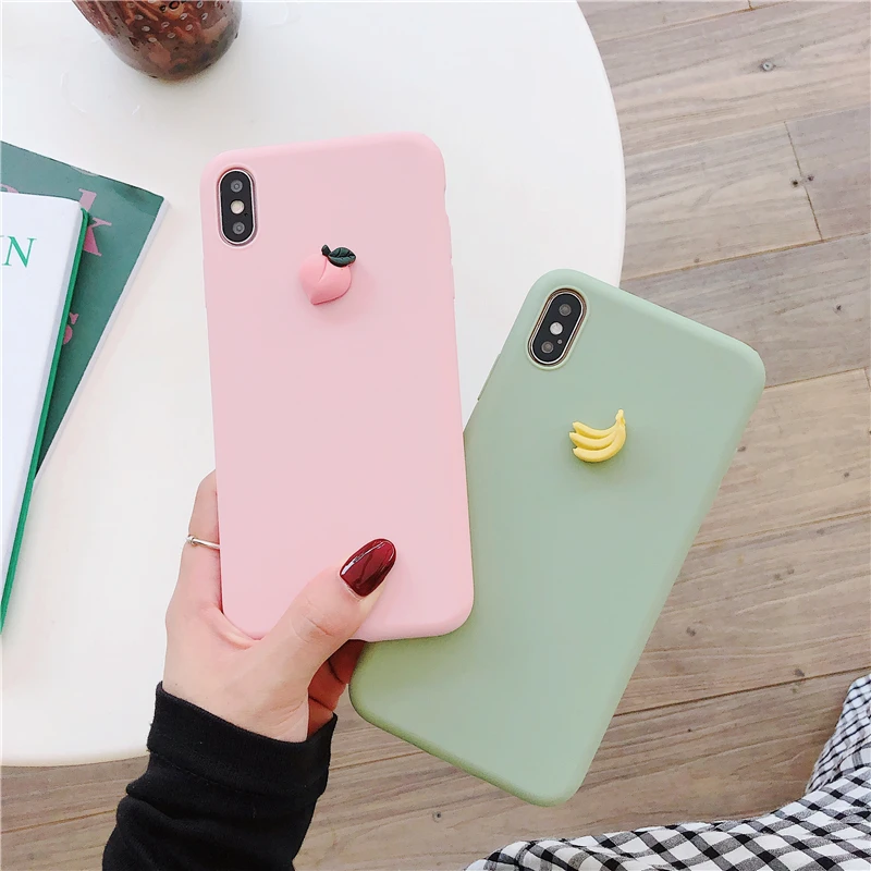 

Solid Fruit Candy Color Silicone Phone Cases For iPhone XS MAX XR X 7 8 6s Plus
