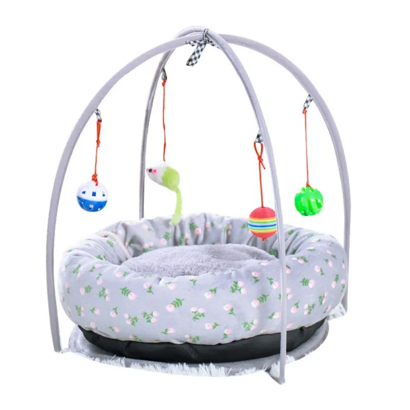 Pet Bed Cat Play Tent Toy Mobile Activity Playing Bed Cat Bed Pad Blanket House Pet Furniture House With Ball Outdoor