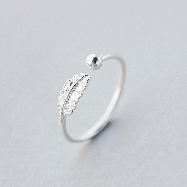 Retro Silver Color Adjustable Opening Ring Creative Feather Butterfly Tree Branch Finger Ring For Women Charm Jewelry