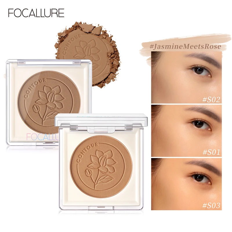 FOCALLURE 3 Colors Matte Brown Bronzer Contouring For Face Soft Powder Texture Easy to Blend Professional Women Cosmetics | Красота и