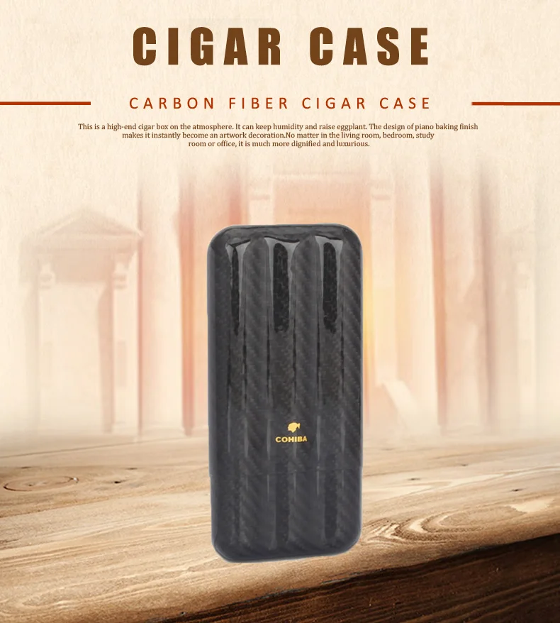 COHIBA портативная сигара чехол из углеродного волокна мини сигары Humidor путешествия для 3 кубинских держатель для сигар принадлежности для