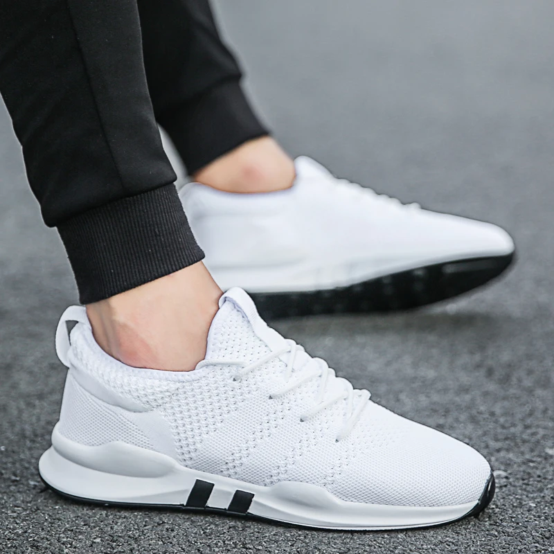 Белые кроссовки мужские теннисные туфли дешевая износостойкая спортивная обувь Tenis Masculino сетчатая дышащая мужская обувь для бега и фитнеса