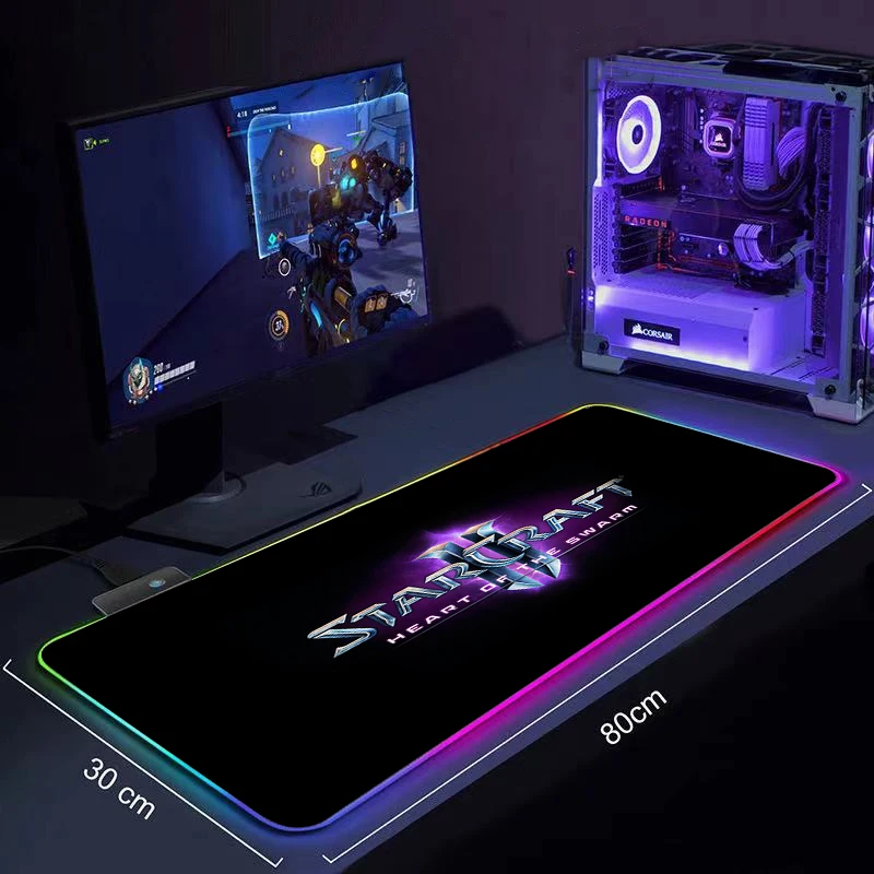 DIY RGB Mouse Pad Anime Large Kawaii Gaming Accessories PC Gamer Completo Computer Starcraft Keyboard Desk Mat Large XL Mousepad