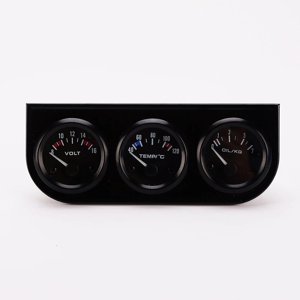 Triple Gauge Oil/Volt/Water Gauge 2inch Oil Temp Water Temp Gauge, NPT1 /8 Temperature Oil Pressure Voltage Gauge