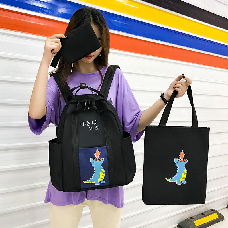 Модный женский рюкзак, 3 шт., новинка, нейлоновый рюкзак, Mochilas, женский рюкзак с милым рисунком, школьный рюкзак для девочек-подростков