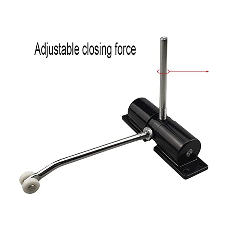 Door Closer Household Black Belt Wheel Adjustable Automatic Door Closing Light Zinc Alloy Spring Closer
