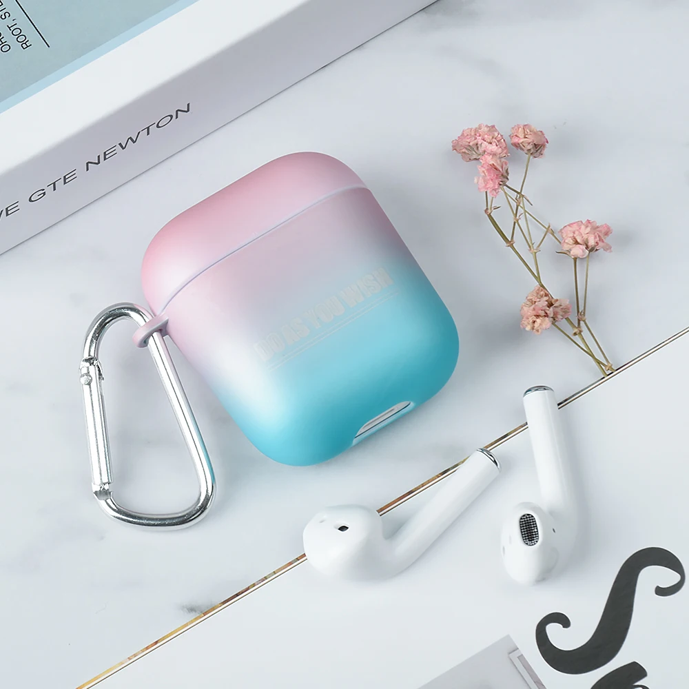 Градиент моды пара футляр для наушников для Airpods 2 матовые беспроводные Bluetooth наушники зарядная Коробка Чехол для Apple AirPods - Цвет: 02