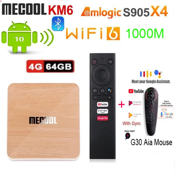 ТВ-приставка Mecool KM6 Deluxe A TV Amlogic S905X4 Android 10 0 4 Гб ОЗУ 64 ПЗУ 2 ГГц/5G Wi-Fi 4K vs h96 max rk3566 |