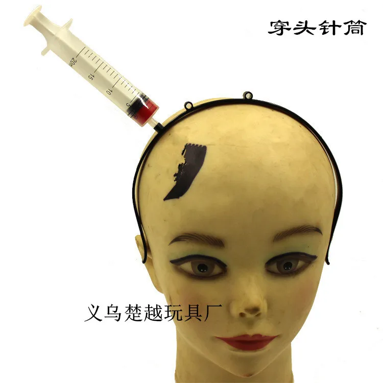 Halloween Head Buckle Trick Plastic Model Weapons Wear Head Kitchen Knife Scissors Cosplay Props Hair Bands