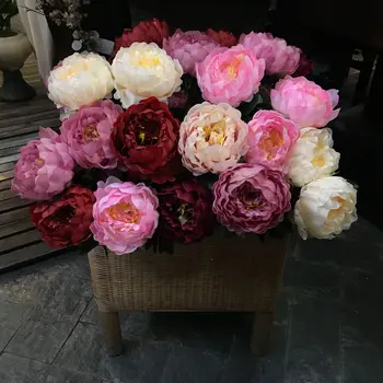 

Model European Style Single Stem Peony Hotel Floor-to-Ceiling Decoration Dried Flower Long Shoots American Wedding Room Decorati