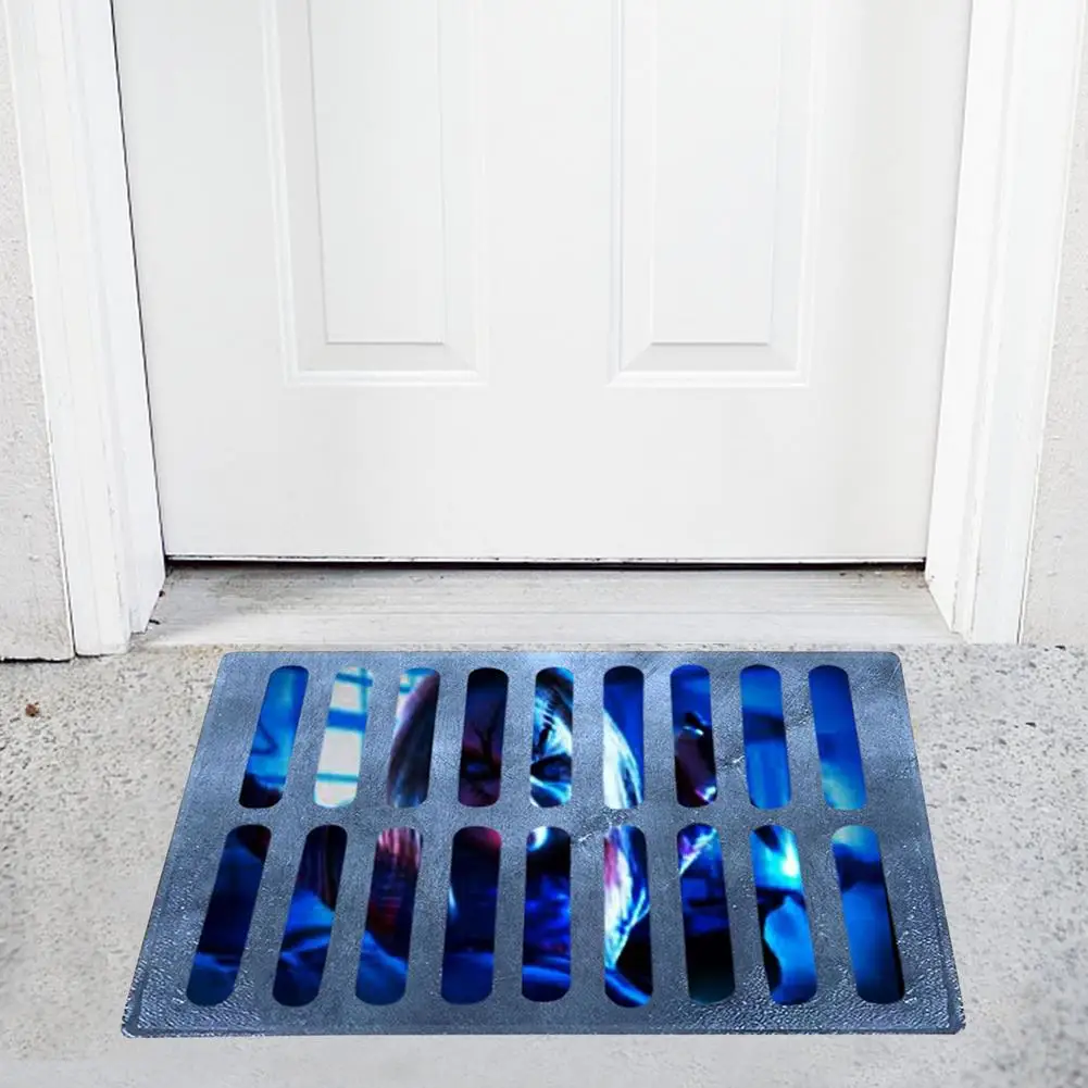 Clown Trap Visual Carpet Living Room Bedroom Floor Mat 3D Halloween Sewer Manhole Cover Clown Horror Non-slip Home floor mat non slip mat fun doormat carpet mat
