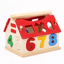 Blocks Wood House Kids Intellectual Developmental Building Baby Educational Toys Children Building Jigsaw Toys