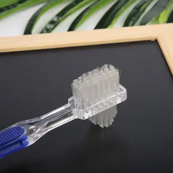

1Pc 1Pc 21.6x7.3cm Double Sided Denture Dedicated Brush Ultra Soft Bristle Head False Teeth Toothbrush Oral Hygiene Care With