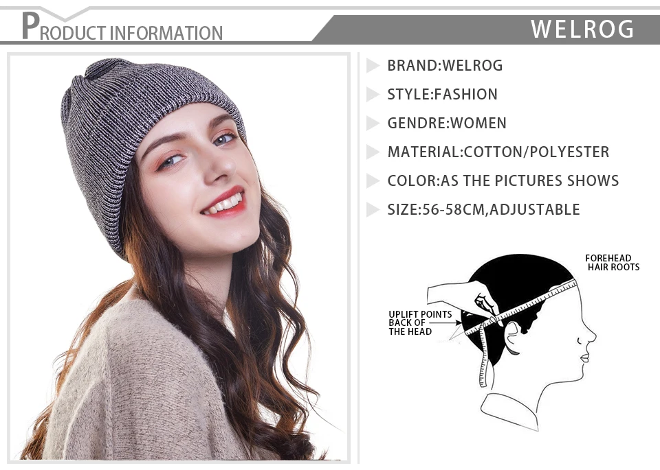 WELROG стильная вязаная шапка Skullies, новая однотонная зимняя уличная теплая шапка для защиты ушей, шапка для девочек, шапка с черепом для женщин
