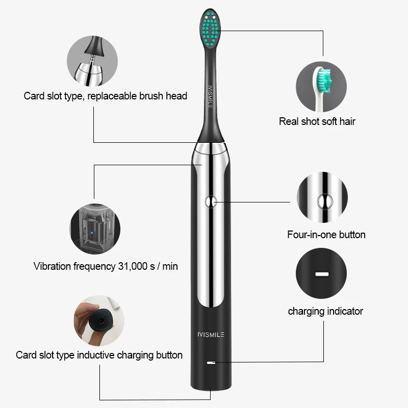 Tanie Elektryczna szczoteczka do zębów Blue ray wybielanie 4 tryb czyste wybielanie masaż sonic wibracje wodoodporna 2 sztuk elektryczne głowice do szczoteczek do zębów
