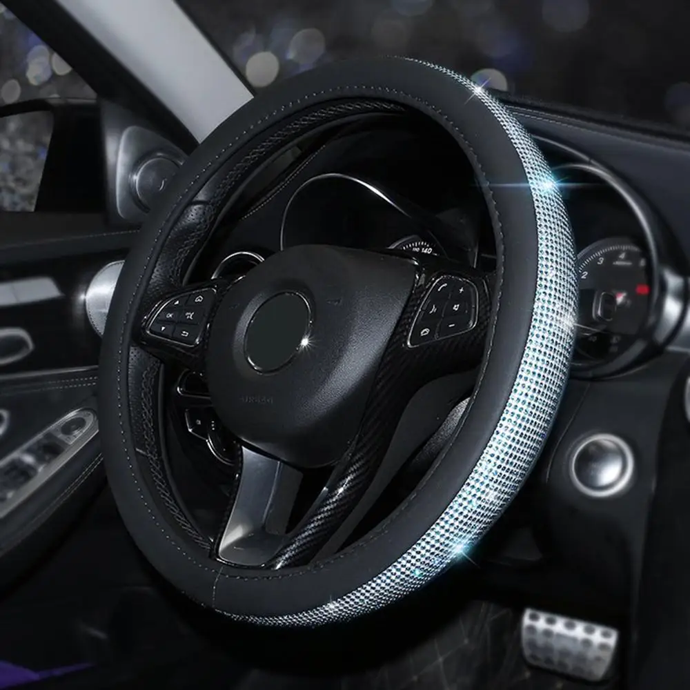 blue Инкрустированный алмазами автомобильный чехол на руль со стразами крышка на рулевые колеса крышка универсальные автомобильные аксессуары украшения - Название цвета: blue