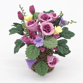 

Fairy Garden 1/12Flower in Pot Miniatures Gardening Flowers For Doll House Accessories Toys Craft Kids Christmas Gift