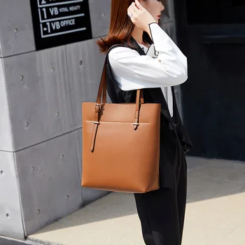 

2020 New Style Bags Large Capacity Bag Solid Color Women's Tote Bag Fashion Shoulder Female Big Bag