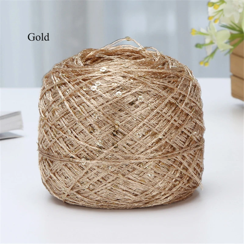 2pcs(200g) Fashion Summer Ice Silk Line Feature Sequins Line Yarn Diy Hand-knitted Wool Thread Sweater Scarft Hats Accessories - Цвет: Золотой