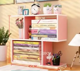 45*43*17 см настольная книжная полка офисная Подставка для хранения - Цвет: Розовый