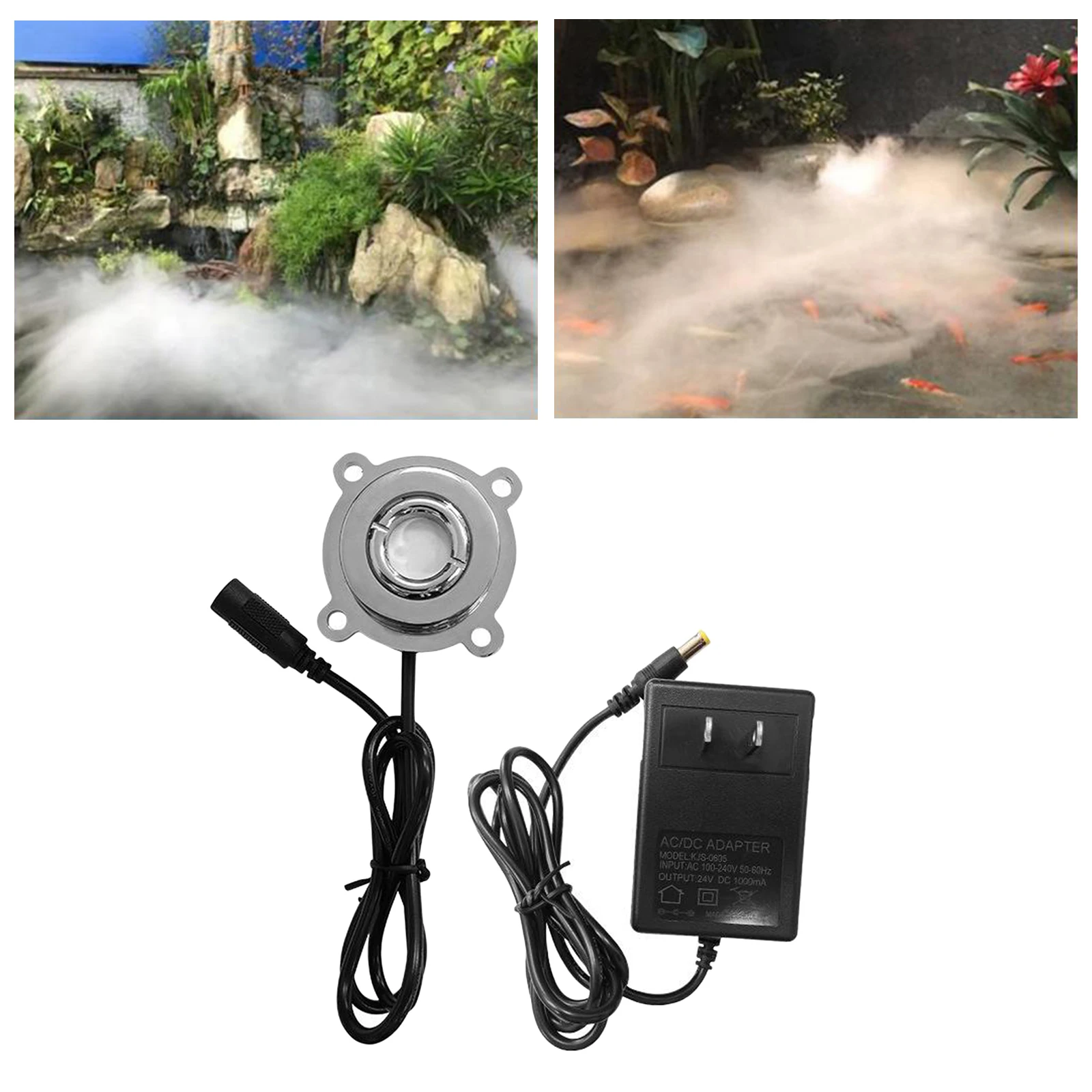 Mist Maker Fogger, Mini Fog Machine Met Kleurrijke 12 Lichten, Water Fontein Vijver Fog Machine Verstuiver, Landschap Rotstuin Aquarium Vaas Vogelbad Decoratie(EU Plug