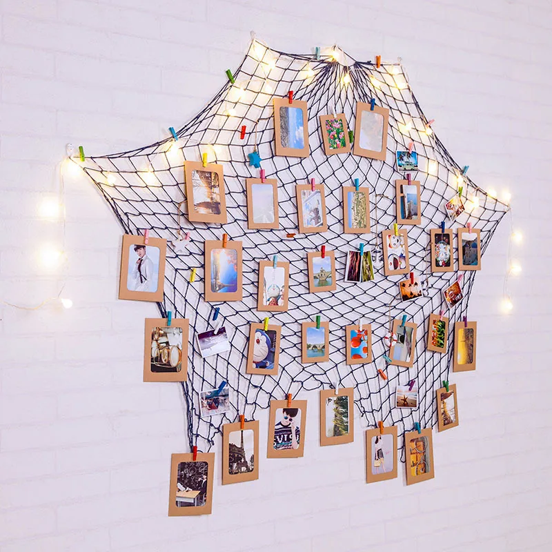 

Fishnet Set Home Bed & Breakfast Bar Decoration Photo Wall Creative Dormitory Paper Photo Frame Combination