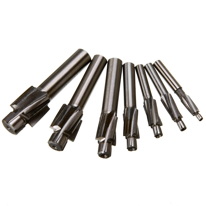

7Pcs M3-M12 Counterbore Milling Cutter High Speed Steel Pilot Slotting Tool End Mill Slot Drill Bit Set