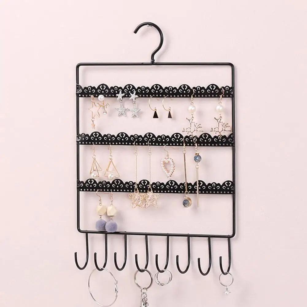 Supporto Da Parete Per Orecchini E Collane – Organizer A Tre Livelli In Metallo Bianco – 36x27x3,5 Cm - 5