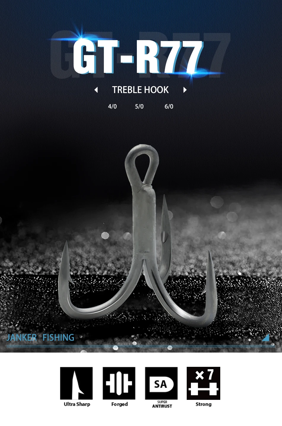 Jk Gt R77 4 0 5 0 6 0 Treble Hooks Fishing 7x Strong Triple Fish Hooks Tee Hook Box Treble Hook Sea Fishing Accessories Fishhooks Aliexpress